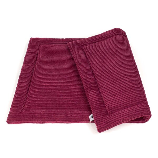 Wattierte Hundedecke Plaid Cord Merlot